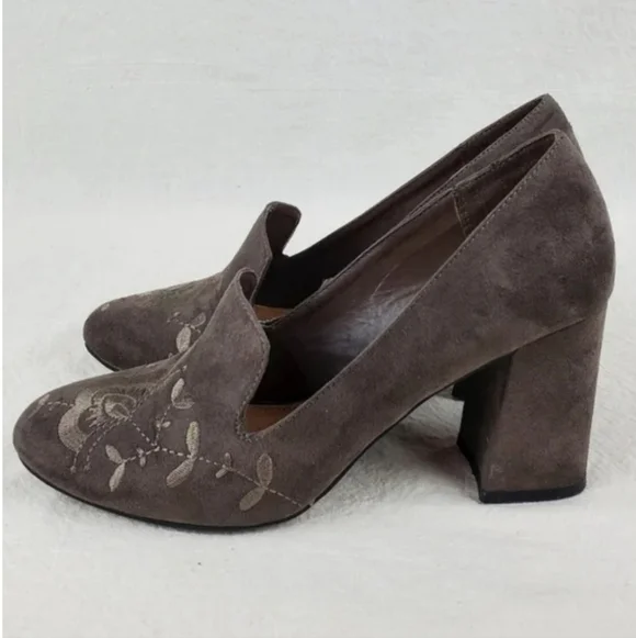 Spirit Linda grey embroidery chunky heel shoes - Picture 8 of 8